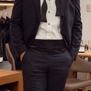 Fajín Clásico de Raso Negro con Pliegues para Esmoquin