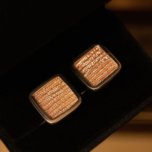 Gemelos Cobrizos de Plata Tejidos a Crochet
