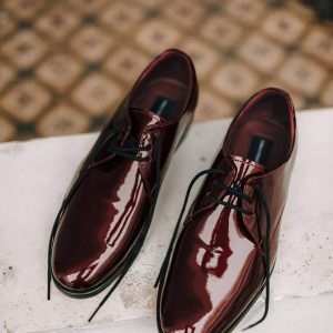 Zapatos Derby de Cuero Charol Borgoña Hechos a Medida
